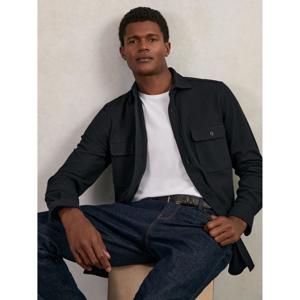 REISS Forsithe Textured Twin Pocket Cotton Blend Overshirt